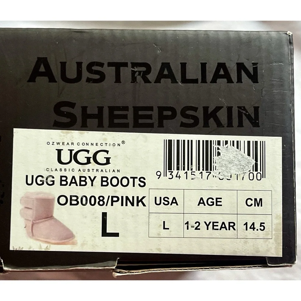 Ugg Aaeesha Baby Toddler Boots size Large 1-2 year Soft Pink Ozwear New in Box